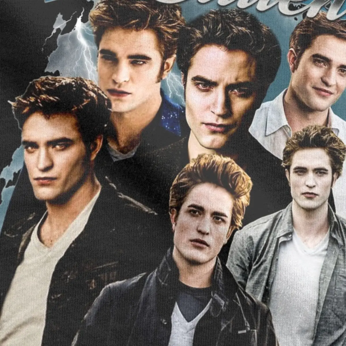 Men's T-Shirts Vintage Edward Cullen Retro 90 Homage Twilight Fun Cotton Tees Robert Pattinson T Shirts Crewneck Tops Printed