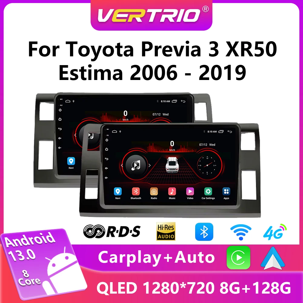 Android 13 For Toyota Previa 3 III XR50 Estima 2006-2019 Car Multimedia Player GPS Navigation Radio Android Auto 4G Carplay DSP