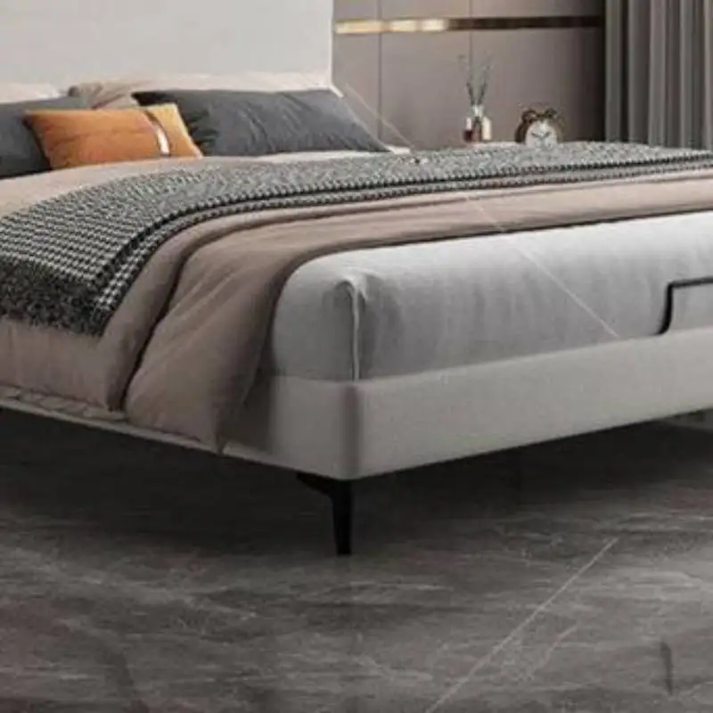 Europees houten hoofdeinde tweepersoonsbed Grijs Designer Full Size Frames Tweepersoonsbed Slaapkamer Kingsize verlicht 2-persoons meubelen