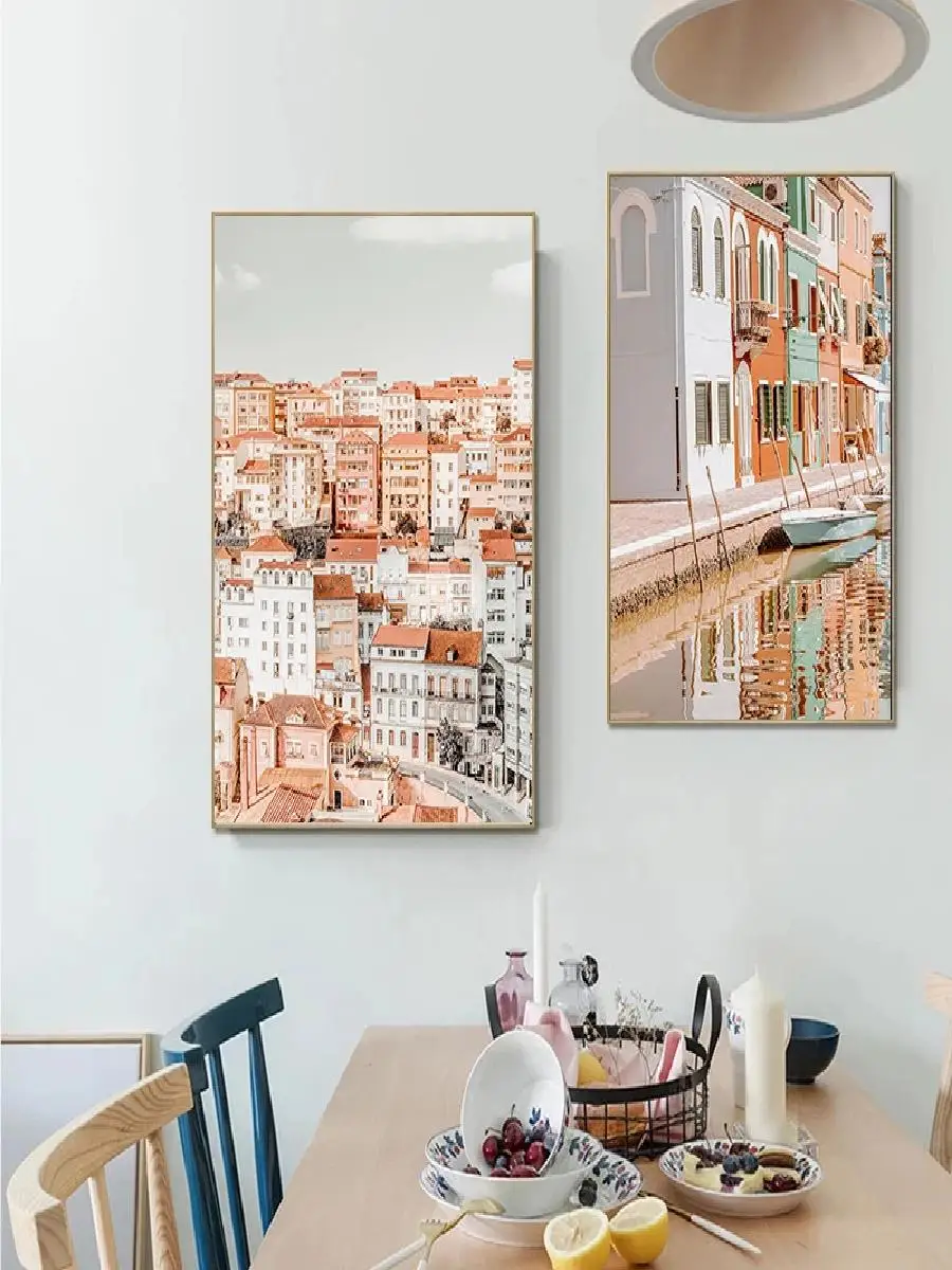 1pc frameless Canvas Painting Italy Cinque Terre Colorful Houses Travel Poster Canvas Print Home Decor