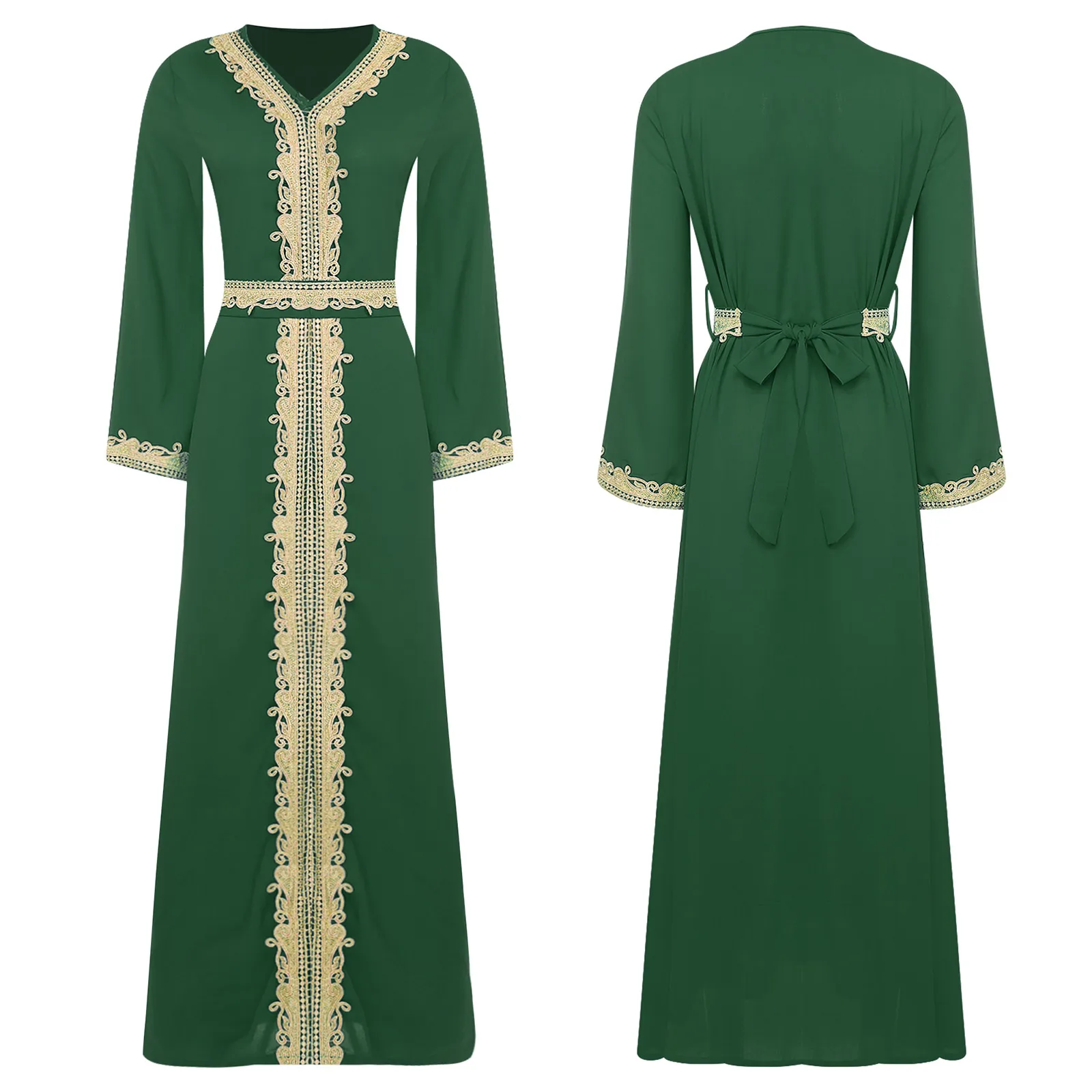 

Muslim Priest Clergy Church Robe Dress Adult Women Halloween Performance Islamic Loose Kaftan Robe Prayer Clothes with Waistband