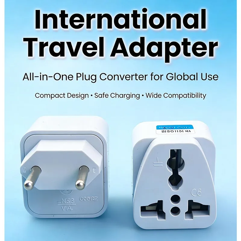 Brazil Italy Travel Plug Adapter, Universal AU US UK EU to 3‑Pin Brazil Italy Socket Converter, 10A 250V Portable Wall Power Ada
