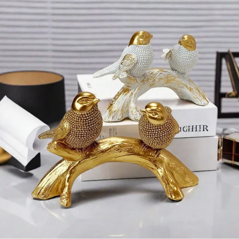 

Birds Figurine Desktop Nordic Decorative Couple Bird Resin Statue Sculptures On The Branch Art Craft Living Room Ornaments Gifts