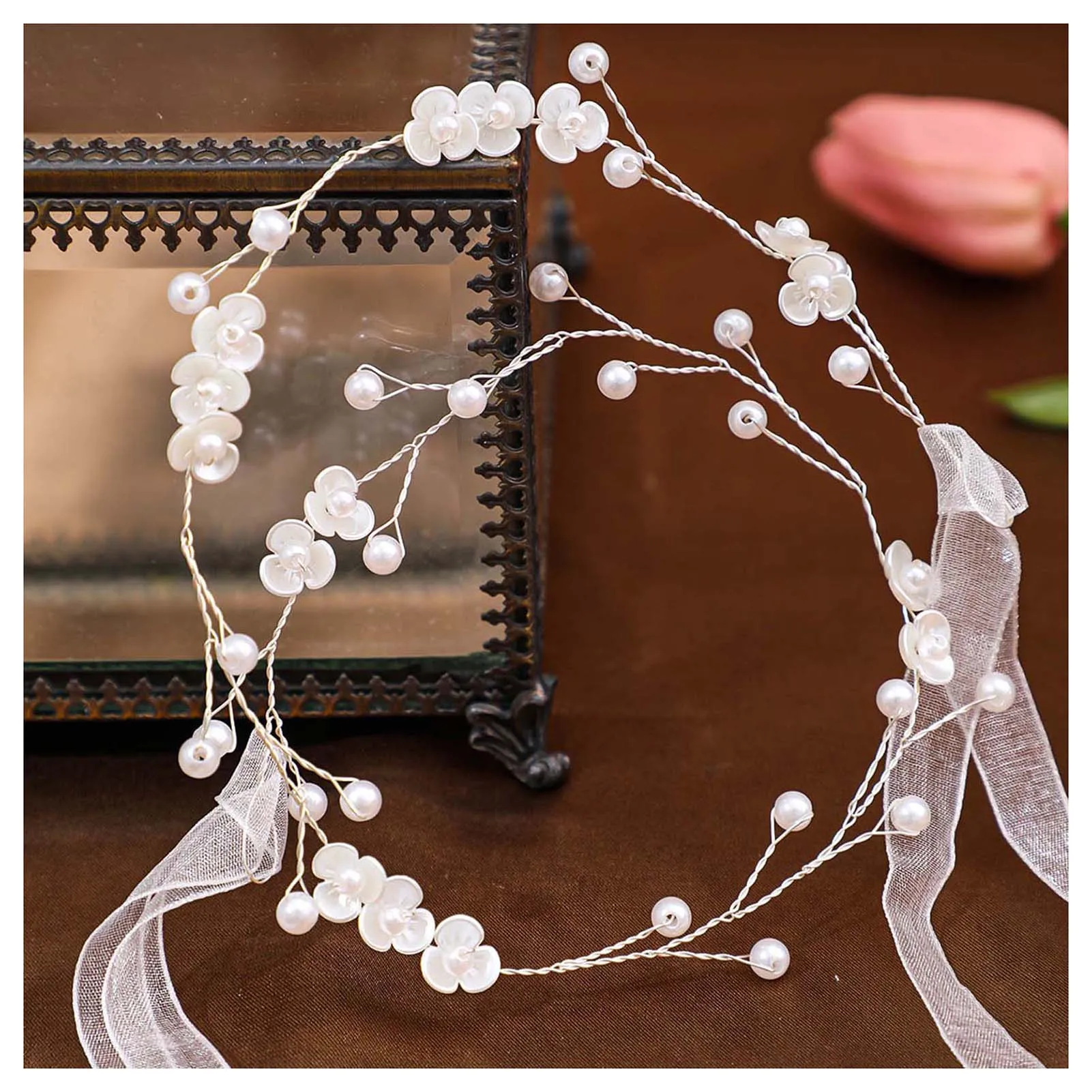 

New Hot Lawn Wedding Round Garland Headband Luxurious White Pearl Hair Accessories for Bridesmaid Wedding Dating Shopping