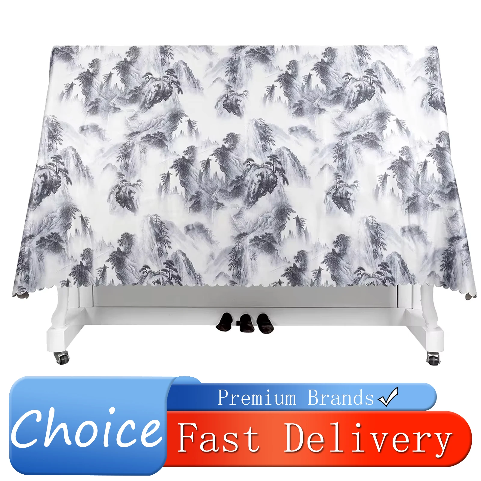 IRIN 88 Keys Piano Cover Ink Landscape Half Covered With Flannelette Dust Cover Cotton Simple Piano Dust Cover Piano Parts