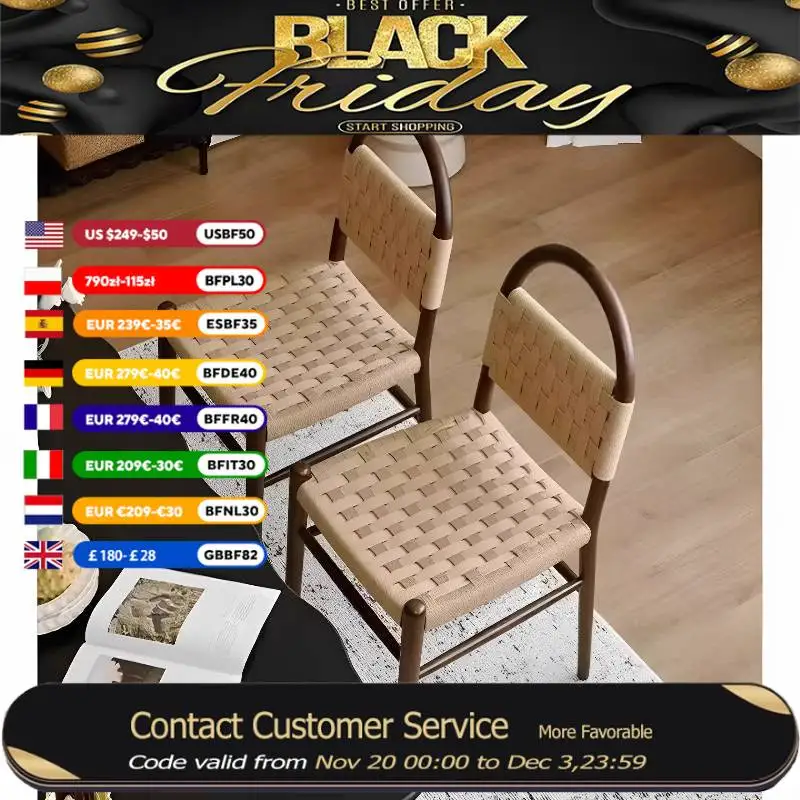 

Minimalist Retro Dining Chair Restaurant Oak Mid Century Salon Dining Chair Kitchen Rattan Krzesla Do Jadalni Furniture Home