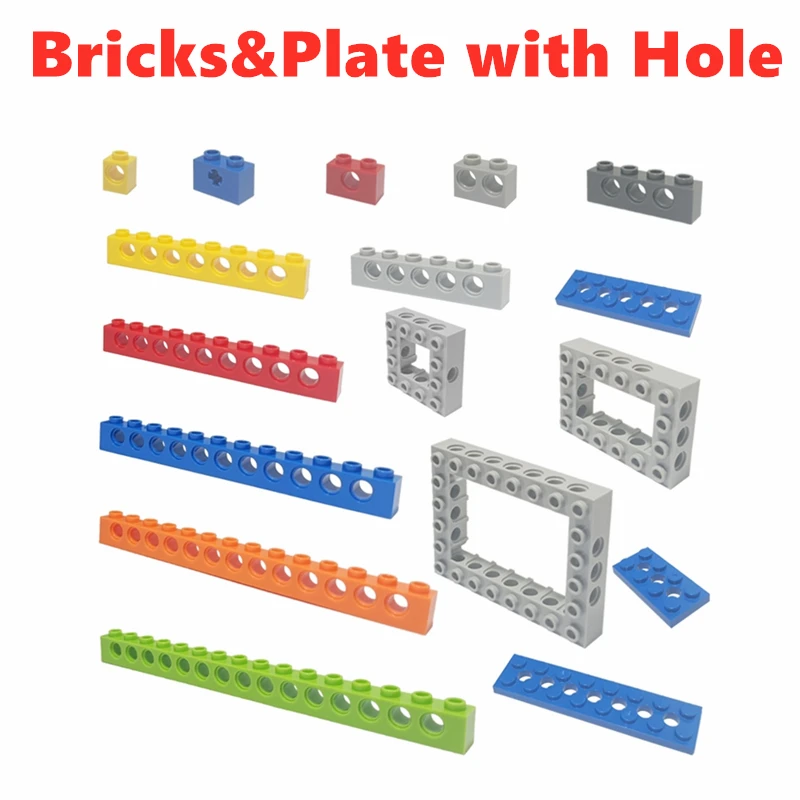 Technical Bricks Plate with Hole Thick Open Center Creative MOC Parts Compatible 3894 3702 2730 3895 32531 Building Block Toys