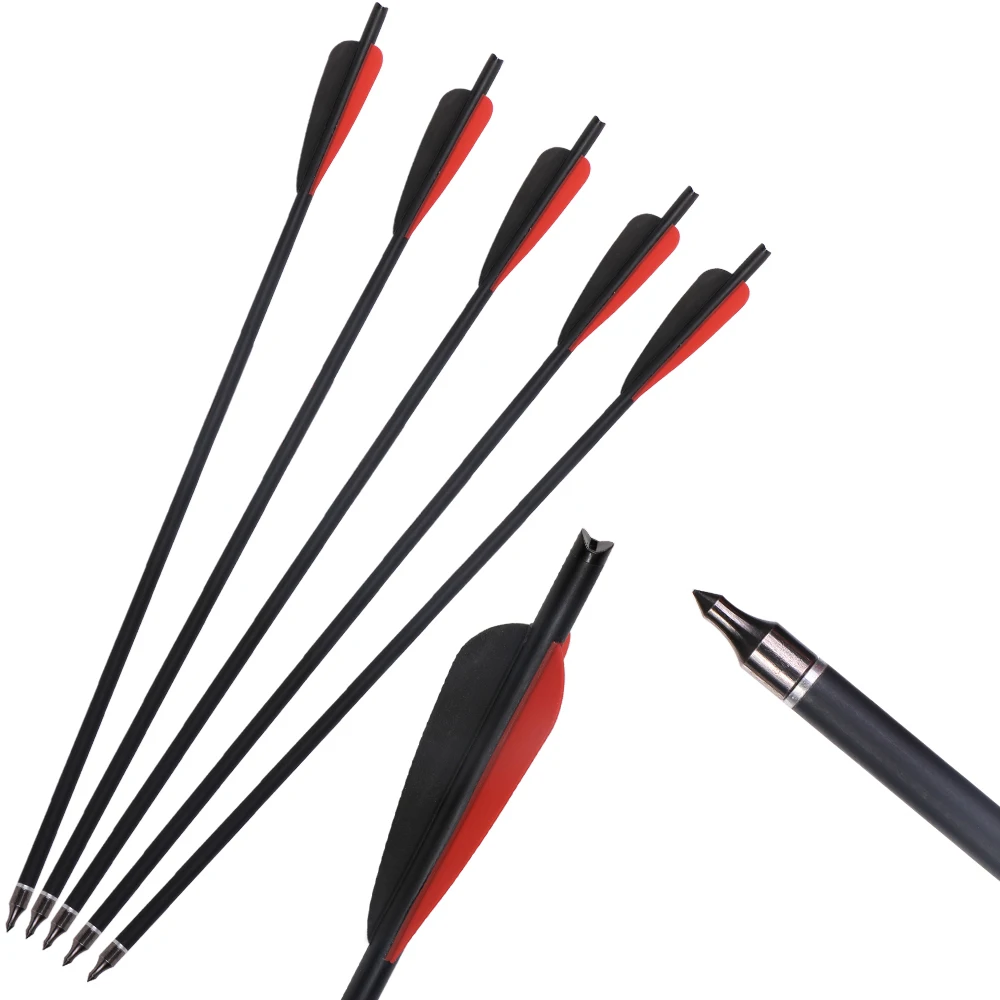 12/24/36PCS 20''Archery Carbon Short Arrow Diameter 8.8mm 4'' droplet Shaped Plastic Feather Outdoor Hunting for 250lbs Crossbow