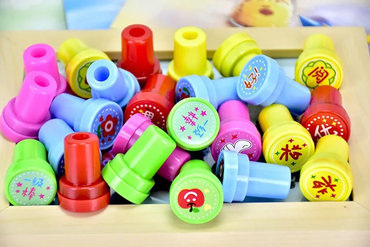 10 Stück sortierte Stempel für Selbstfärbestempel, Spielzeugstempel, Smiley-Gesichts-Siegel, Scrapbooking, DIY-Malerei, Fotoalbum-Dekoration – Detail 4