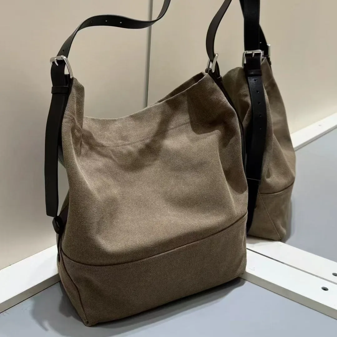 

Женская двухцветная холщовая сумка-тоут большой вместимости, хит продаж, пригородная сумка на плечо для стильного повседневного использования