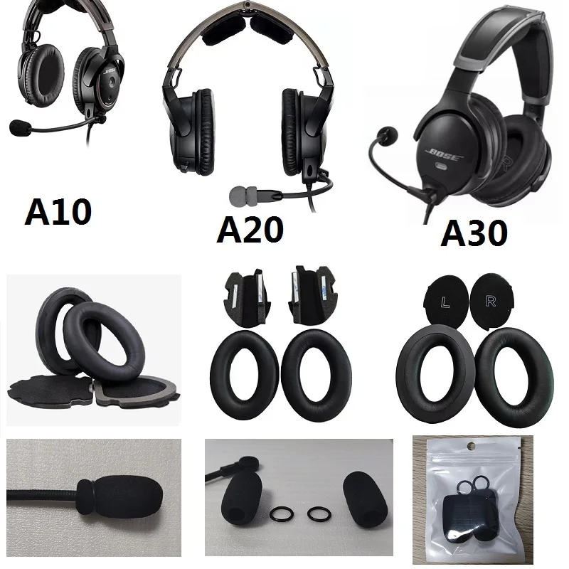 Ear Pads for Bose A10 A20 A30 Aviation Headset Replacement high quality Earmuffs Ear pillows Ear covers Mic foam