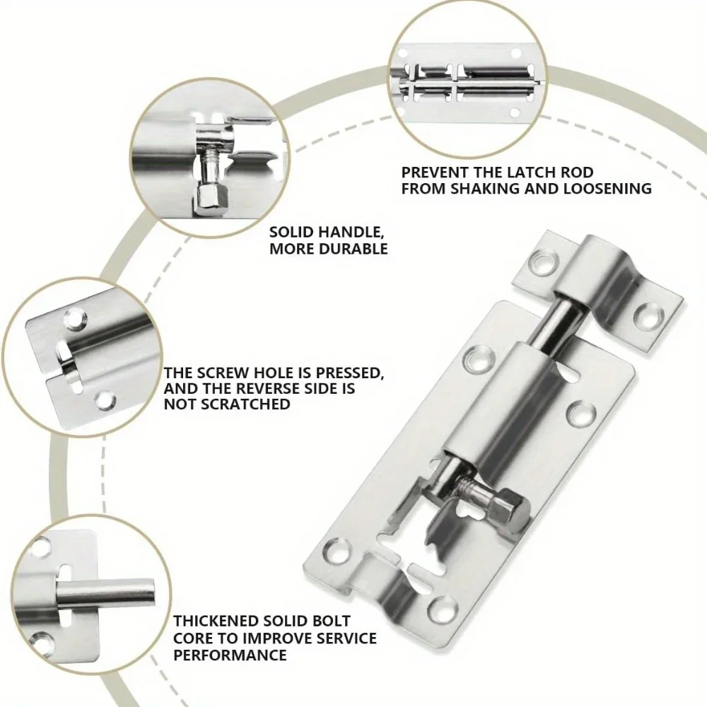 قفل أمان للأبواب من الفولاذ المقاوم للصدأ ، مسمار باب جرار للبرج ، 2 بوصة ، جودة عالية ، سعر