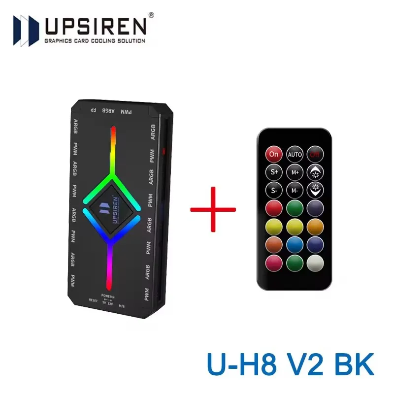 UPSIREN U-H8 Hub 5V 3PIN ARGB & 4PIN PWM Speed Regulating Shenguang Synchronous Computer Chassis Fan Hub Magnetic Suction Design
