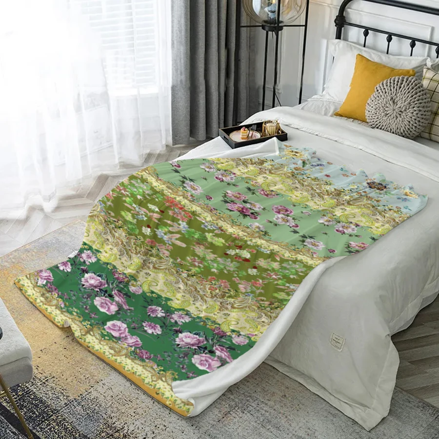 

Одеяло с цветочным узором, фланелевое покрытие из микрофибры, одеяло для спальни, гостиной, дивана, мягкое и удобное украшение для дома