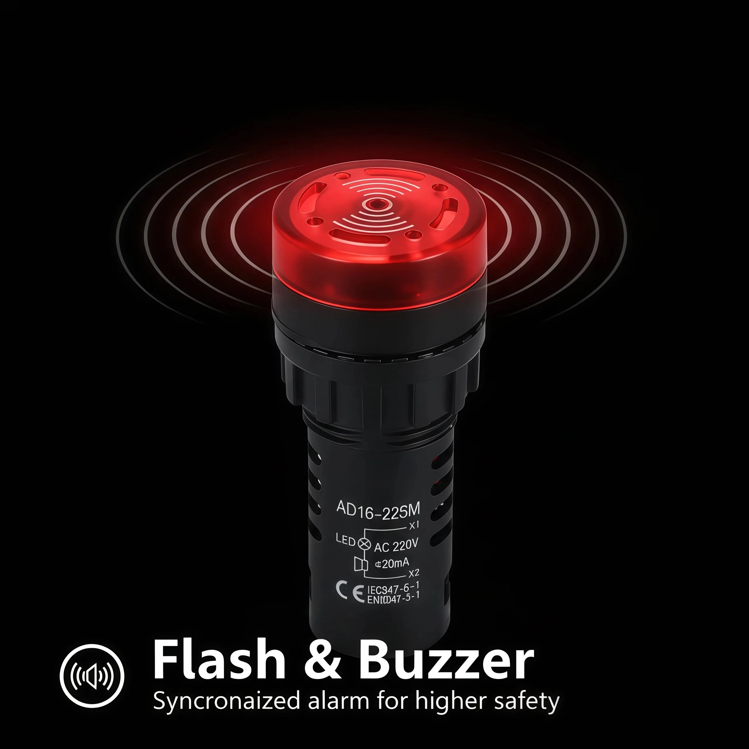 

Мигающий звуковой сигнал тревоги AD16-22SM AC/DC зуммер светодиодный прерывистый мигающий свет 220 В 48 В 24 В красный зеленый желтый свет