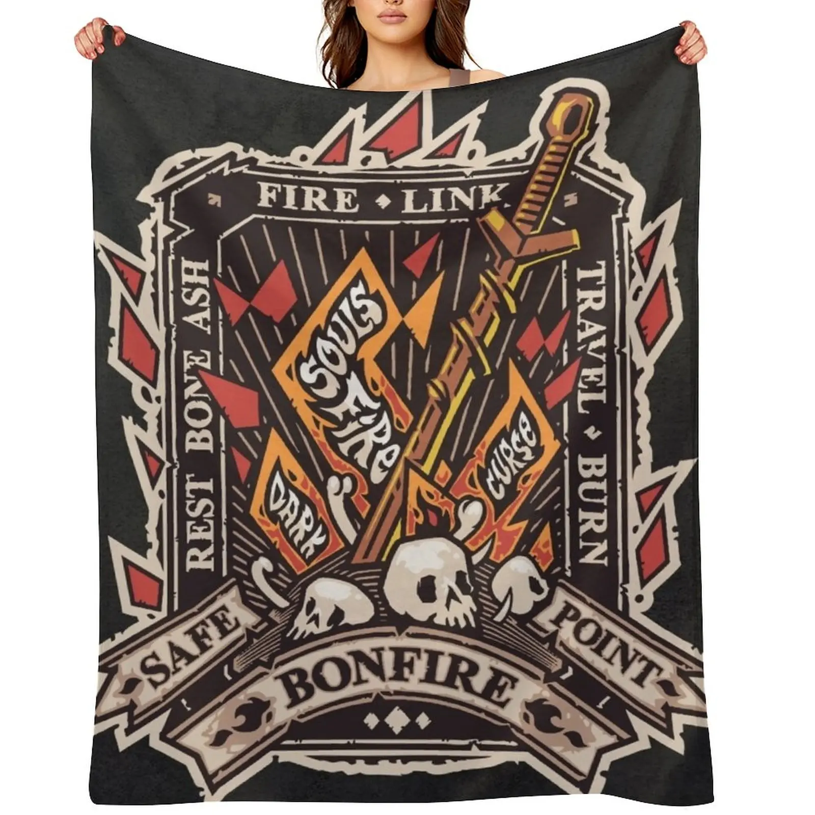 

Dark Bonfire Emblem with Curse Souls Color Throw Blanket Blankets Sofas Of Decoration Blankets For Sofas Single Hairy Blankets