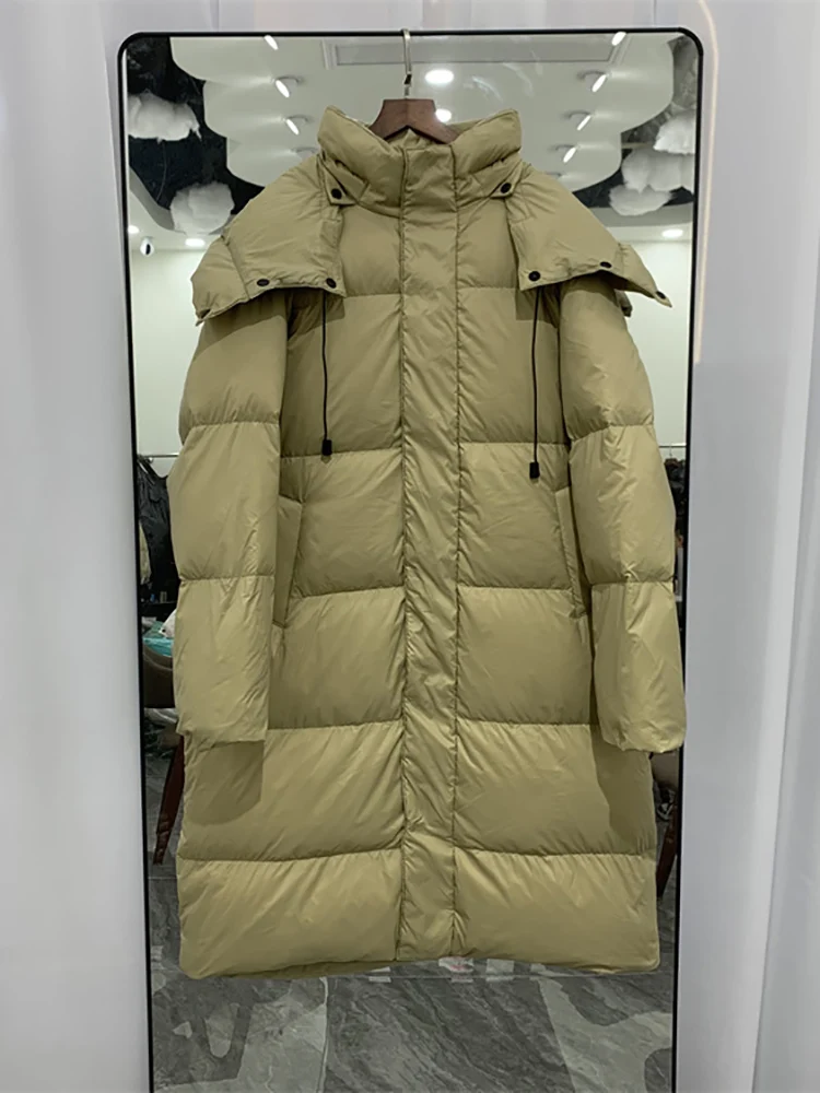 Imagem -05 - Sólida Longo Cabolsa de Inverno Feminino Grosso Quente com Capuz Fofo para Baixo Jaquetas 2023 Novo Estilo Coreano Solto Feminino Puffer Parkas Cor