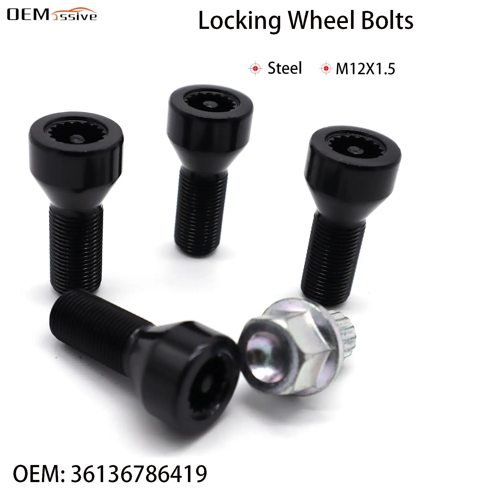 

4+1 For BMW 1/3/5/6series 325 328i 525i 528i Z3 Z4 M3 M5 M6 Car Locking Wheel Bolts Nuts Set 36136786419 M12X1.5 Car Accessories