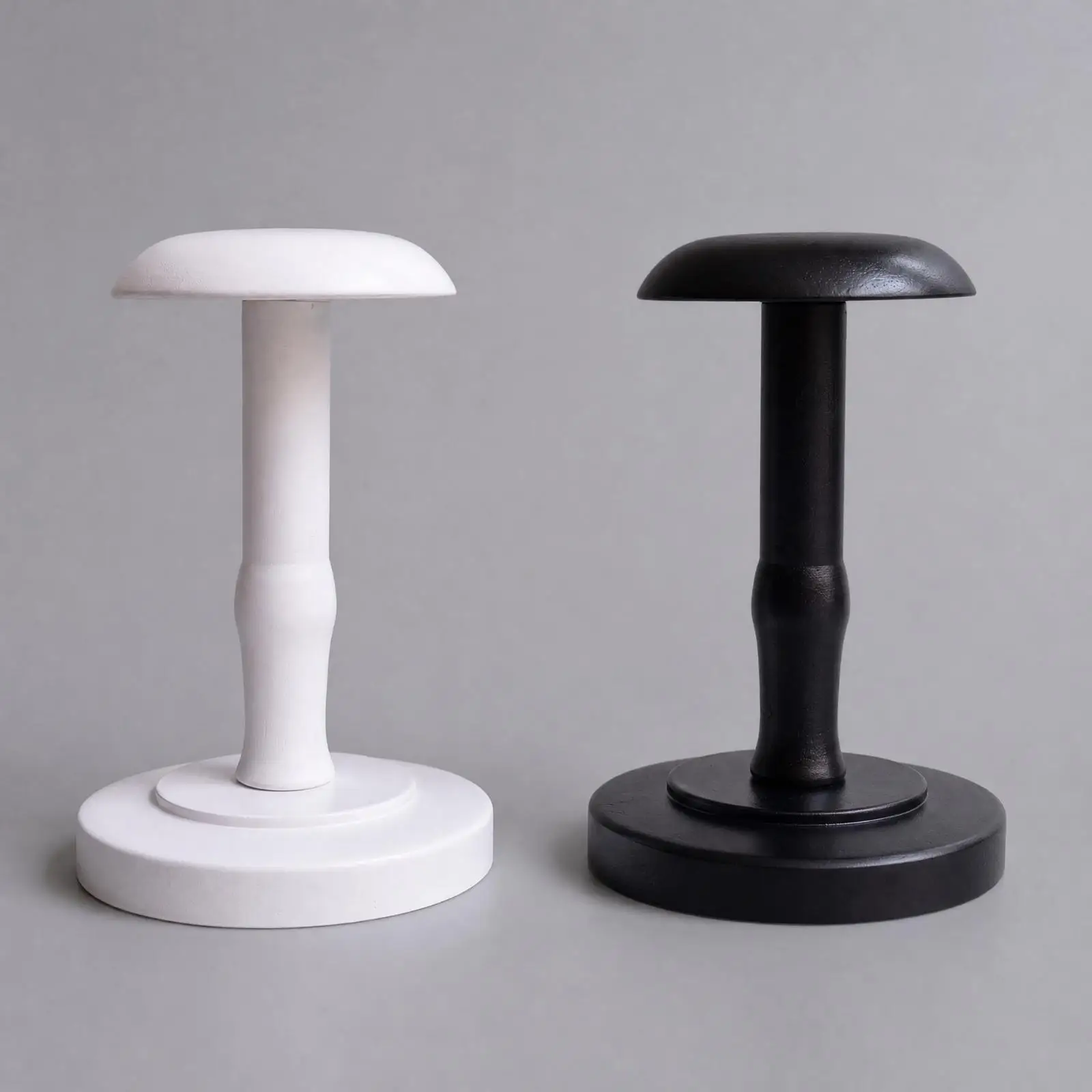 Wooden Hat Holder Display Rack for Tabletop Showcase with Round Base and Painted Finish for Dressing Room Hat Organization