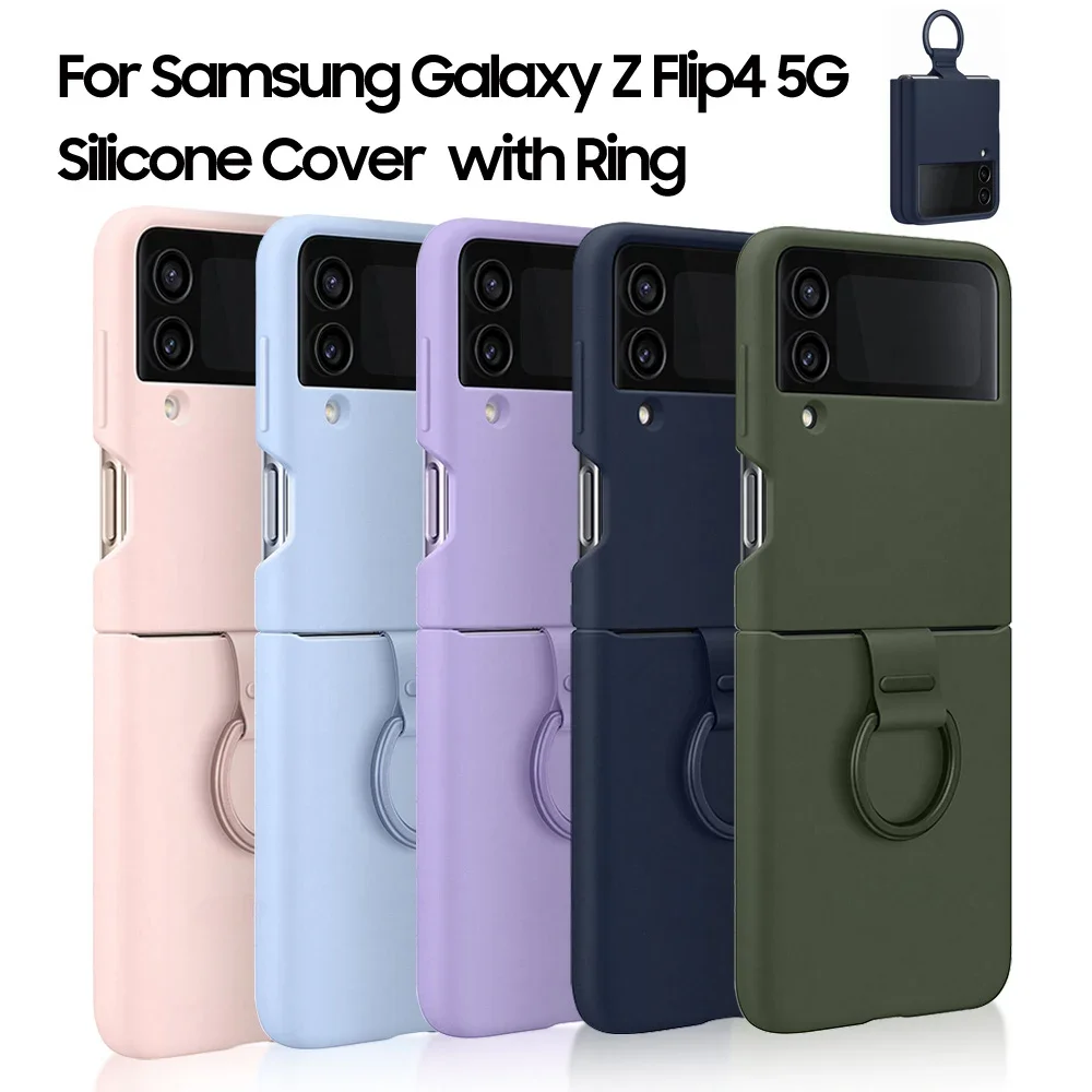 

Silicone Case Protection Cover For Samsung Galaxy Z Flip 4 Flip4 with Ring Mobile Phone Housings Soft Case