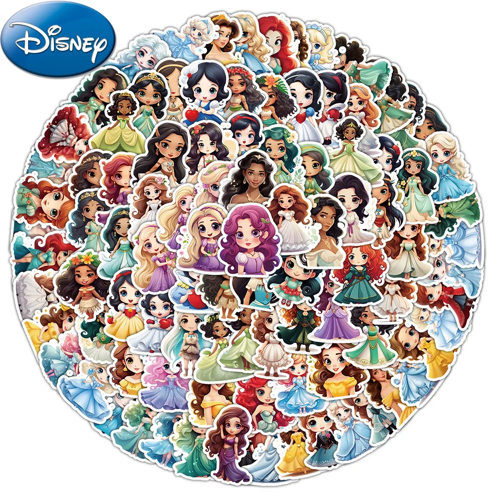 

10/30/50/100pcs Disney Cartoon Princess Aesthetic Stickers Kawaii Girl Graffiti Decal for Diary Luggage Laptop Cute Sticker Gift