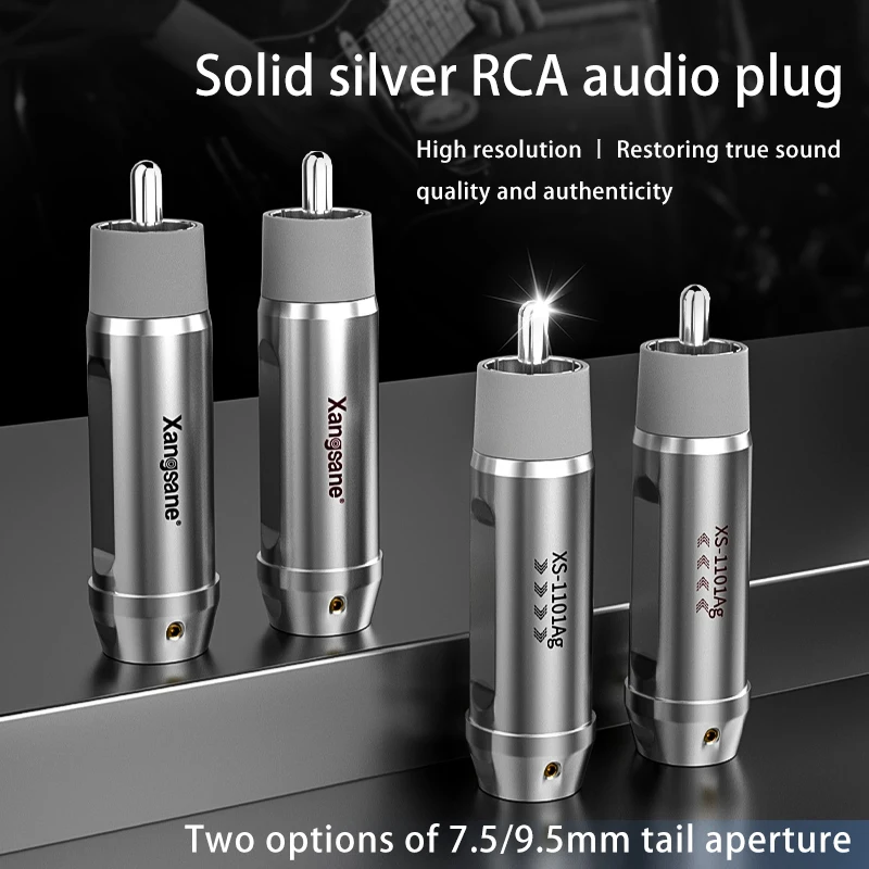 

Xangsane XS-1101Ag-RCA Pure silver RCA plug,7.5mm 9.5mm lotus plug Power amplifier speaker decoder CD