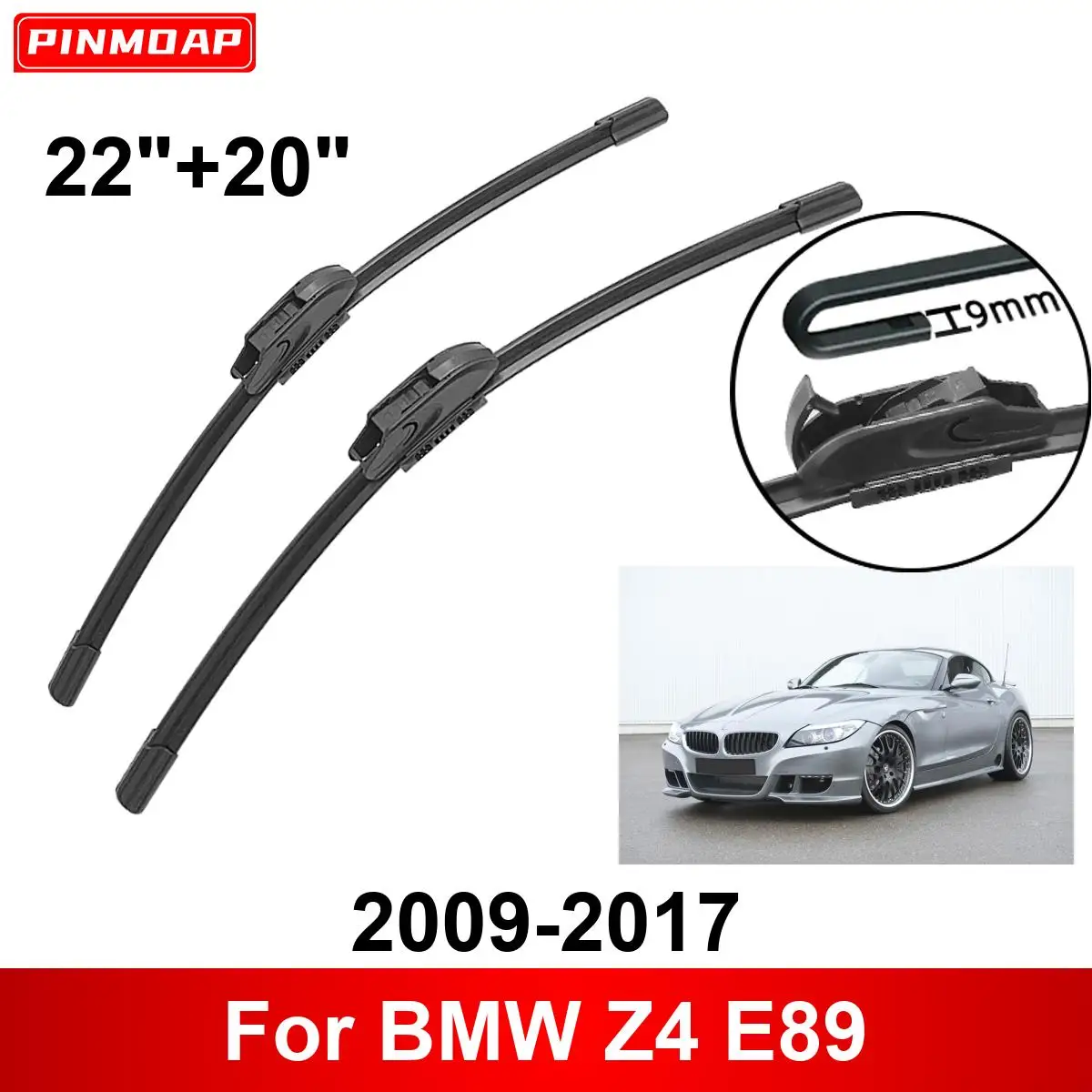 BMW Z4 E89 2009-2017 용 자동차 와이퍼, 전방 후방 와이퍼 블레이드, 브러시 커터 액세서리, 22 인치 + 20 인치