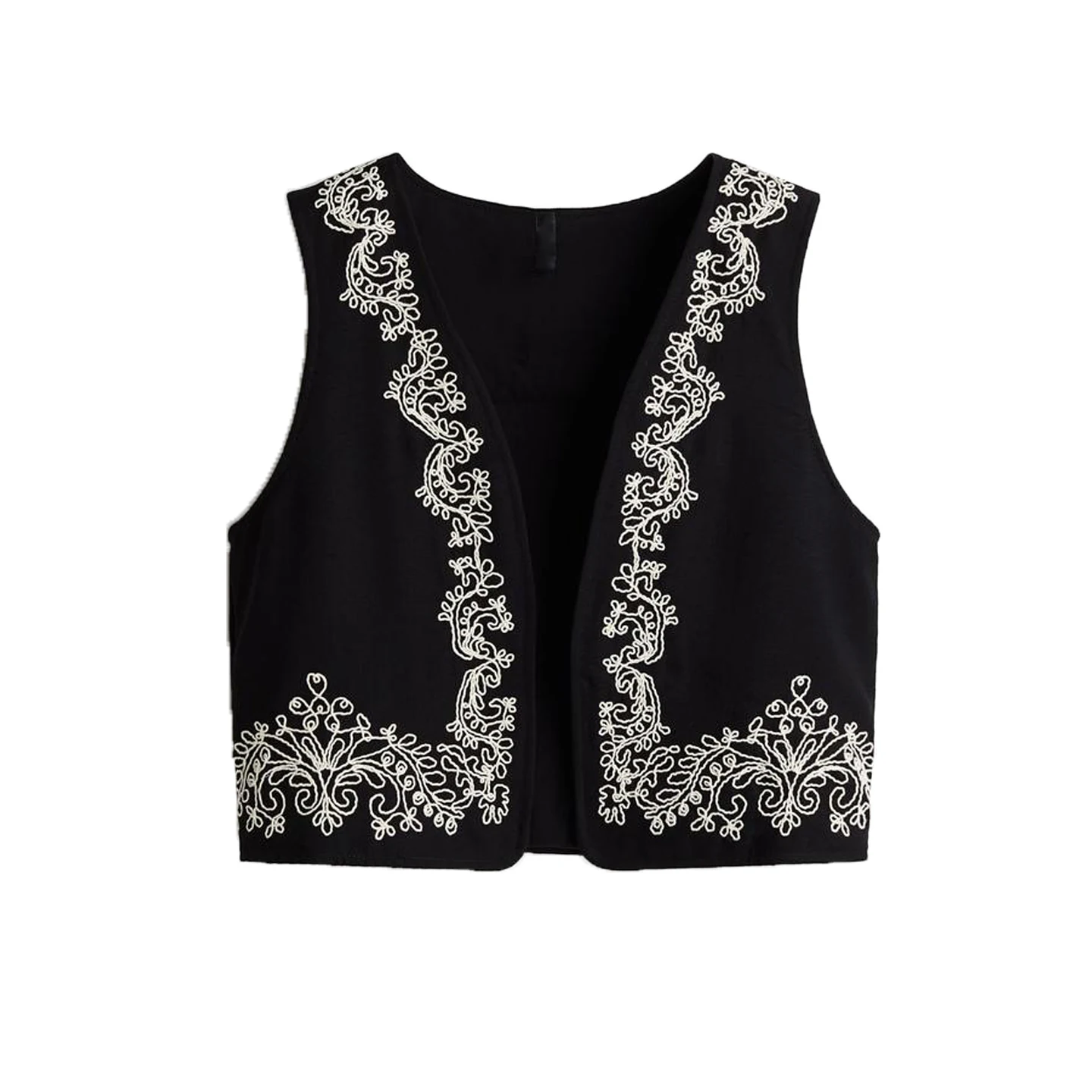 Autumn New Sle Women's Slim Fit V-Ne Svel Embroidered Casual ort Vest Faionable Commute Pure Color Polyester