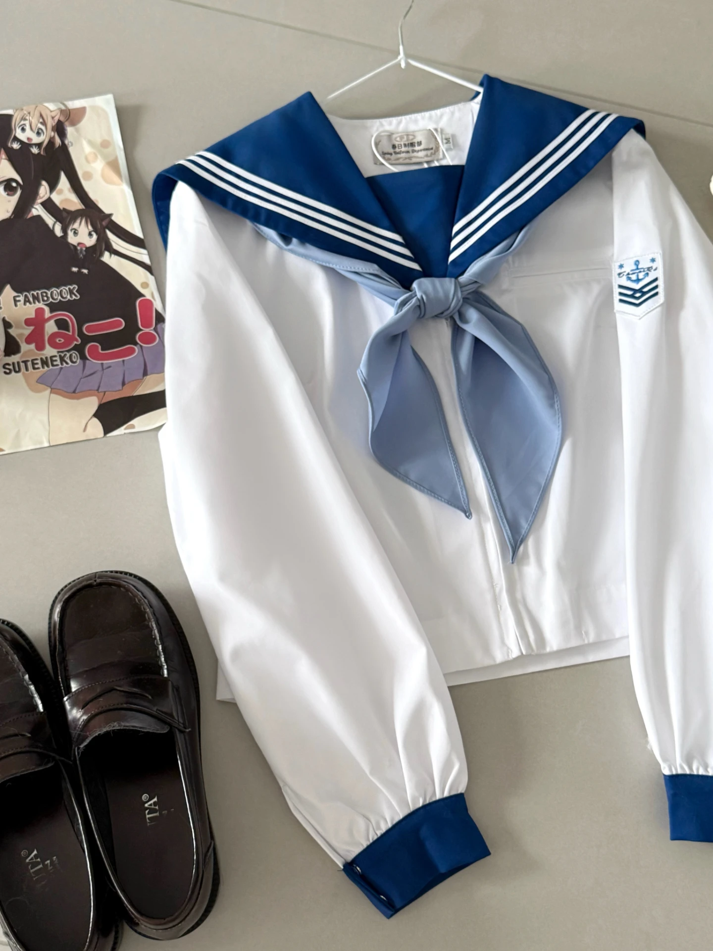 

Original Design Long Sleeve Sailor Suit Top in Lavender Flower Color TC Fabric Women's Style Spring Collection School Uniform