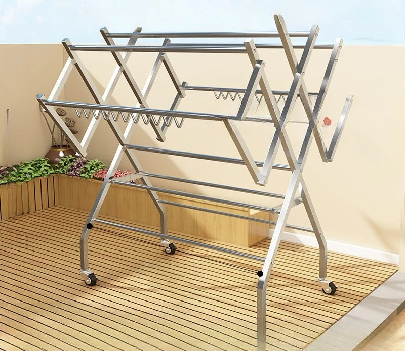 

Stainless steel drying rack, floor-to-ceiling, foldable, indoor and outdoor drying rack