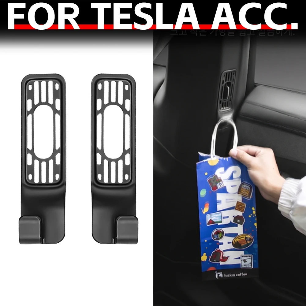 Soporte para colgar en la rejilla de ventilación de la segunda fila para Tesla Model Y L 2026 LWB de 6 asientos, gancho organizador para salida del pilar B, soporte resistente para bolsas, 1 par