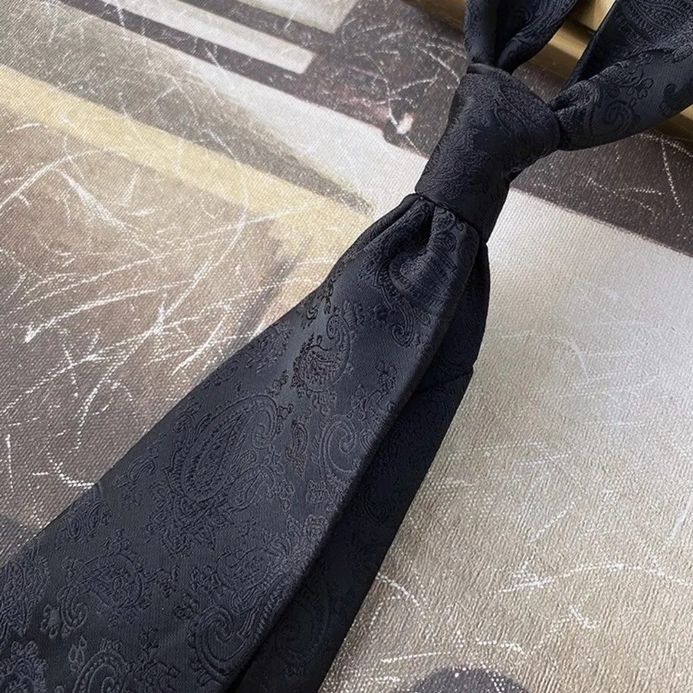 Classique couleur unie noir cravate rayures florales hommes cravate attachée à la main réglable rétro cravate chemise