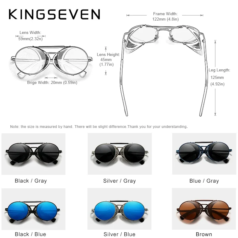 Kingseven Nam Kính Phân Cực Phong Cách Khoa Học Viễn Tưởng Kính Mát Tròn Nam Retro Nữ Kính Chống Nắng Cho Nam Phong Cách Vintage