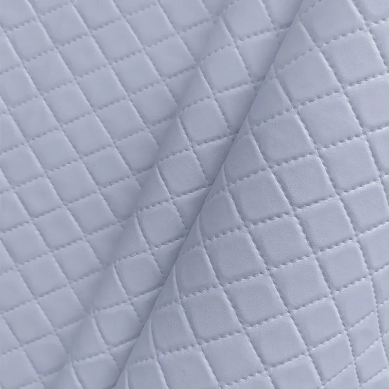 Artificial Leather Fabric for Sofa Decoration Background Decorate Hard Package PVC Material Diamond Check Pattern Cloth