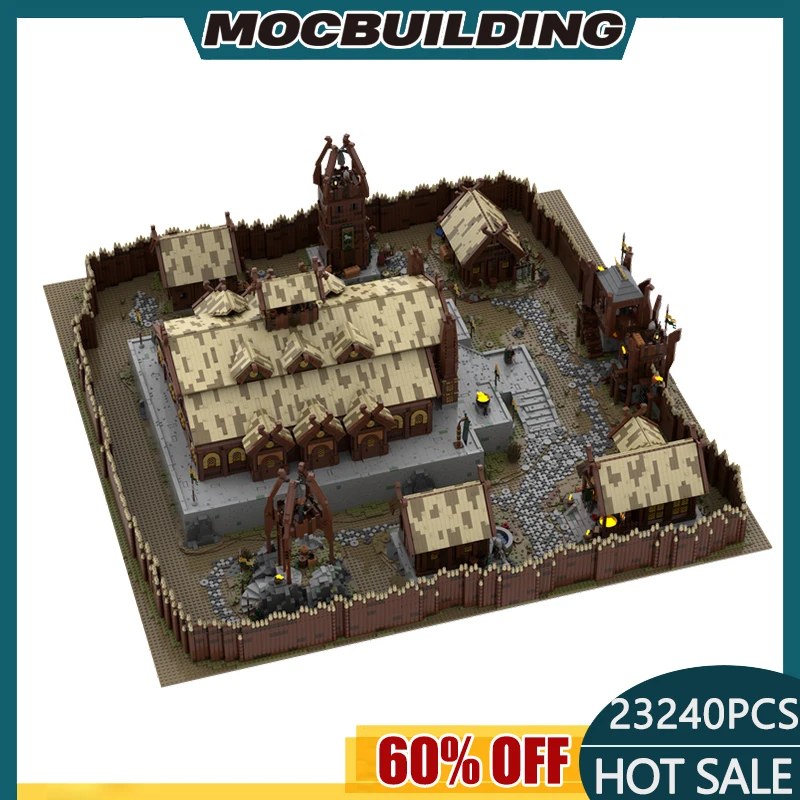 MOC UCS Movie Ultimate Edoras Rohan Town Building  Blocks Street View Castle Bricks Architecture Display Toys Gifts 23240PCS