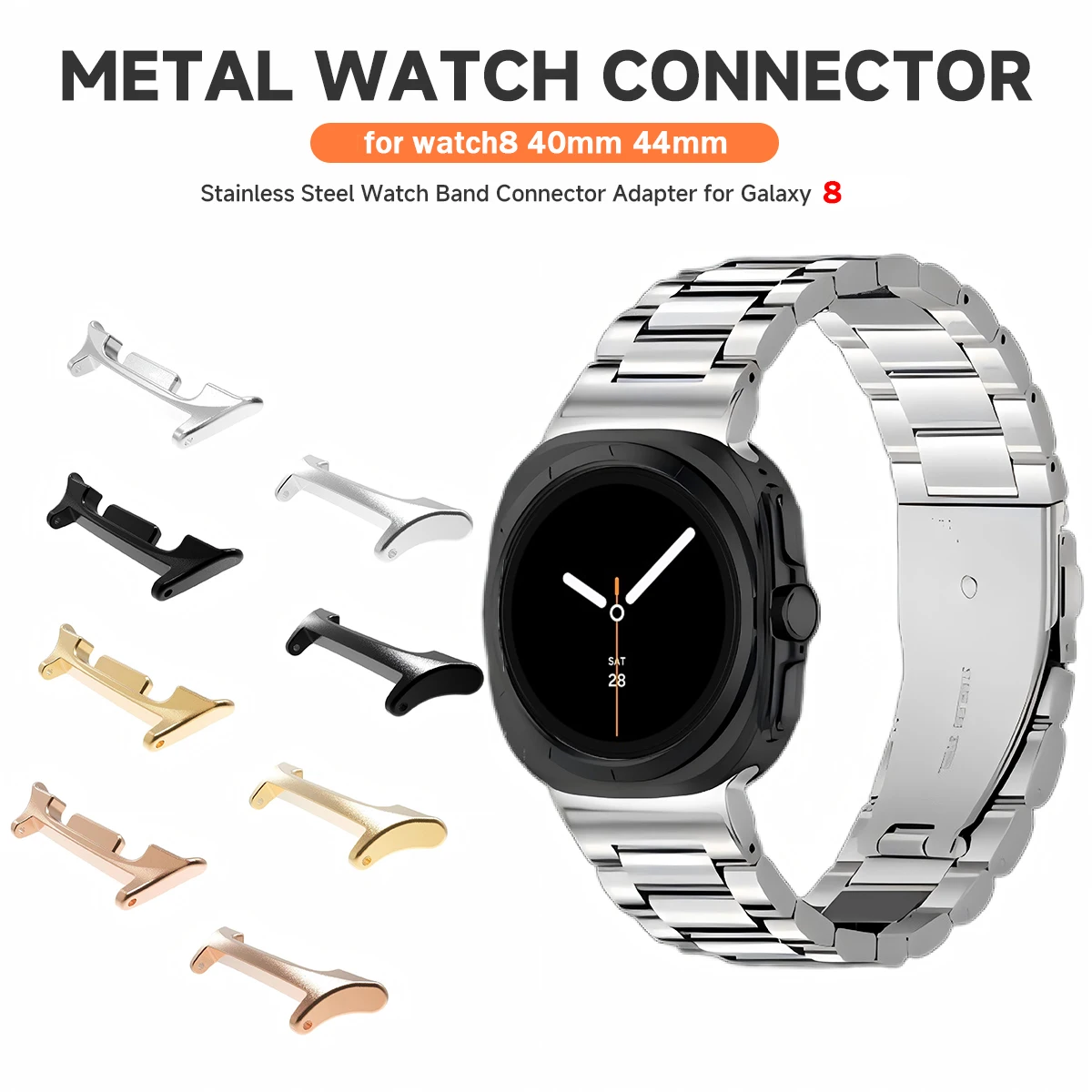삼성 갤럭시 워치8 40 44mm 8클래식 46mm용 어댑터 1쌍 갤럭시 워치 울트라 2025/울트라 47mm 액세서리용 스트랩 부착물