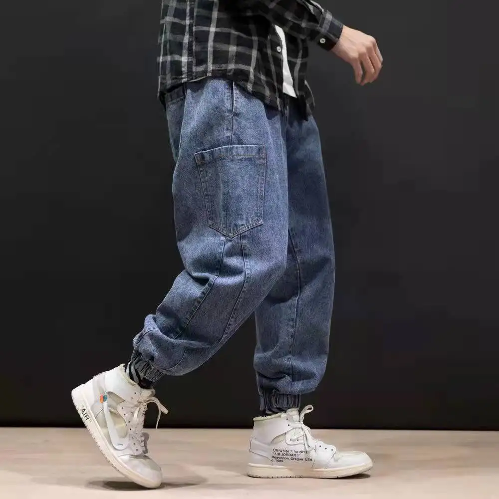 Calça Harun solta masculina, jeans de 9 cent, tamanho grande e gordo, jeans japonês da moda de pés pequenos, primavera e outono