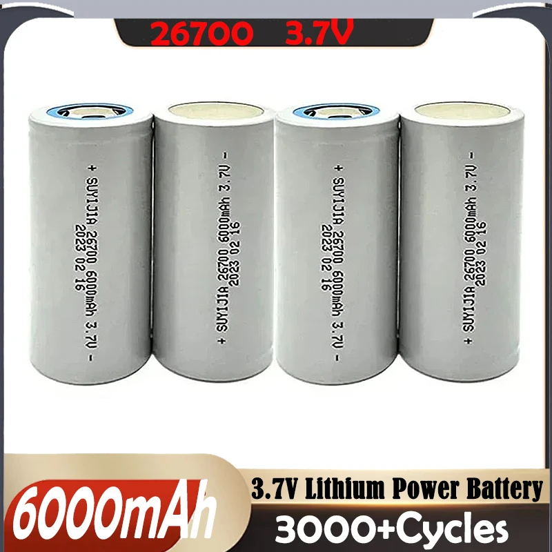 Rechargeable Batteries 26700 Power Battery 3.7V 6000mAh Lithium for Electric Scooters Vehicle Tricycle Energy Storage Flashlight