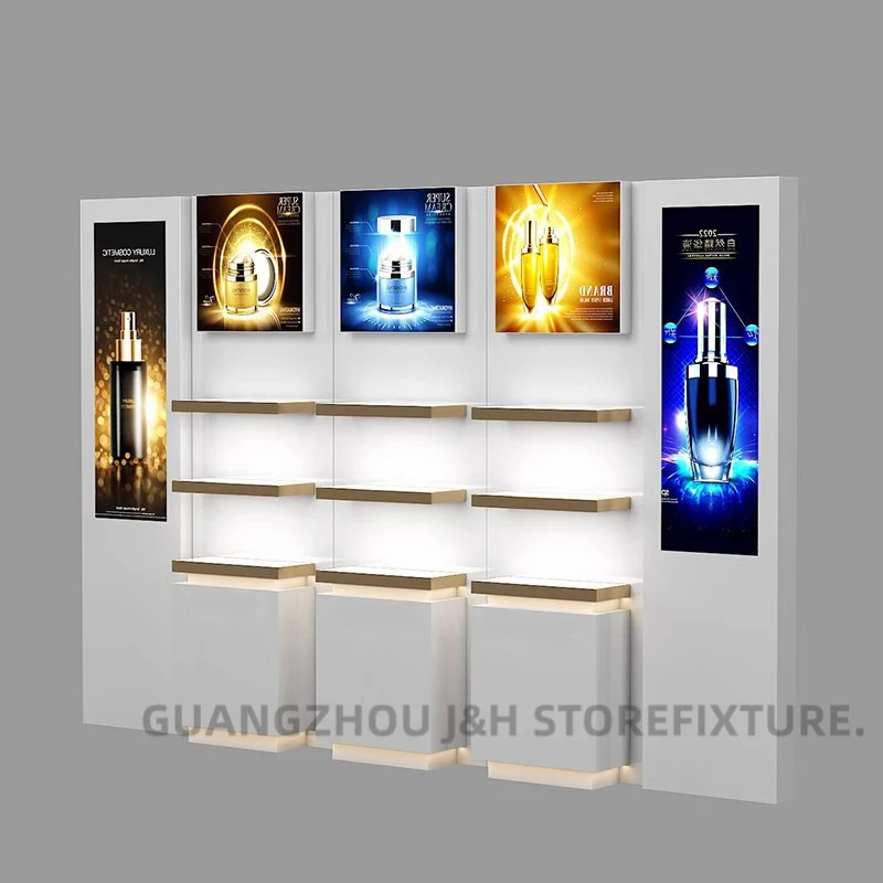 

Wall Makeup Display Stand Design Shelf Custom Retail Display Stands Perfume Display case Cosmetics Wall Cabinet