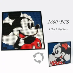 Decoración de pared de Mickey, Avatar, Minnie Mouse, Pixel Art, mosaico, pintura, modelo, bloque de construcción, regalo de ladrillo, juguetes para niños