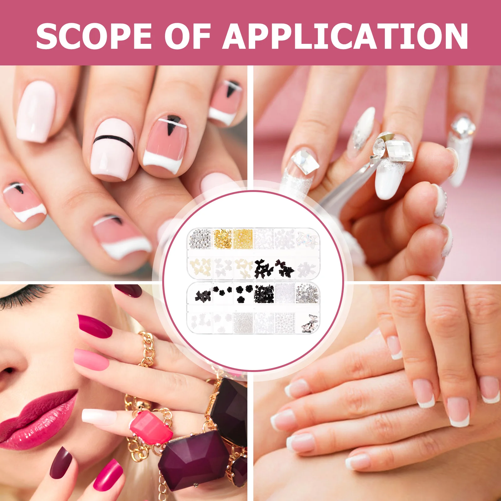 Kryształki do zdobienia paznokci, kamienie, biżuteria, zawieszki, dekoracje 3D, akcesoria do stylowych, personalizowanych wzorów, manikiur, srebrne perły do paznokci.