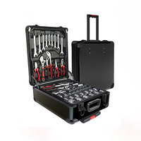 Custom Portable Rolling Tool Box Set Steel Mechanic Case With Socket Wrench And Screwdrivers For Hand Tools Heavily Packed