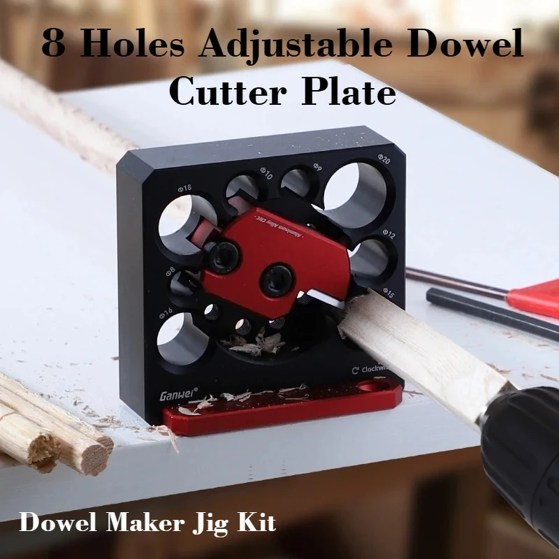 

Регулируемая пластина-фреза для дюбелей с 8 отверстиями, набор для изготовления дюбелей, алюминиевый сплав, для электрической дрели, фрезерования, изготовления дюбелей и круглых деревянных стержней