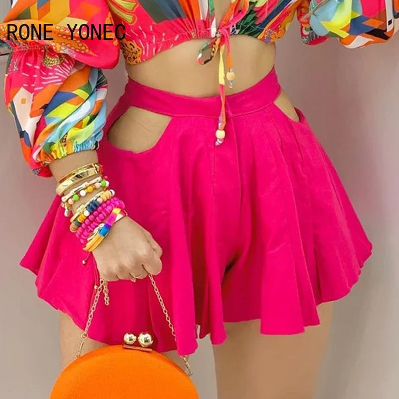 Women Two Piec Set Print Deep V Neck Colorblock Lantern Sleeve Croop Top & Cutout Plain Shorts Set