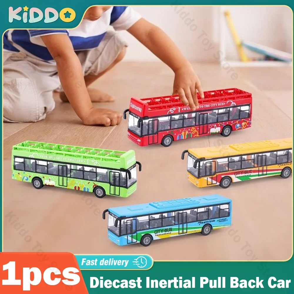 Bus Kids Toys Diecast Inertial Pull Back Car Model Bus School Bus Light Music Children Vehicles Car Educational Toys for Boys