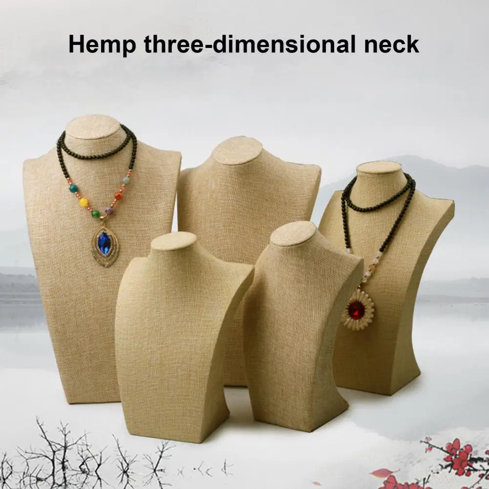 Jewelry Display Stand Mannequin Jewelry Display Rack Jewelry Props Hemp Neck Holder Necklaces Pendant Earrings Display Shelf