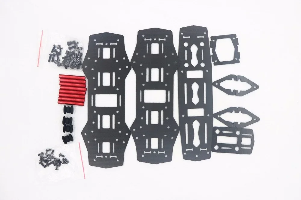 Groothandel Mini 250mm Alle koolstofvezel glazen Frame voor QAV250 Mini Quadcopter Racing frame met gratis 4 * Motoren Beschermde Basis