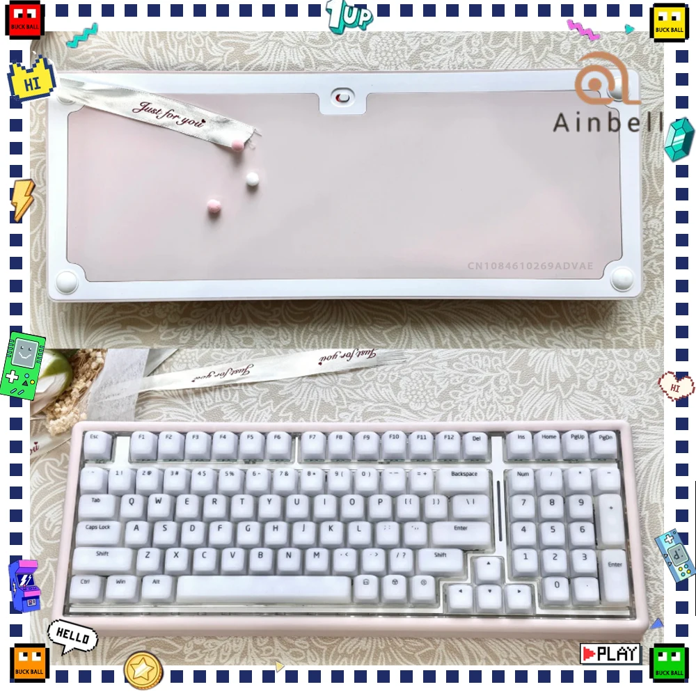 Ainbell Base99 Mechanical keyboard Tri Mode Wireless Keyboard Custom RGB Gasket Long Battery Life Pink Keyboard PC Accessories