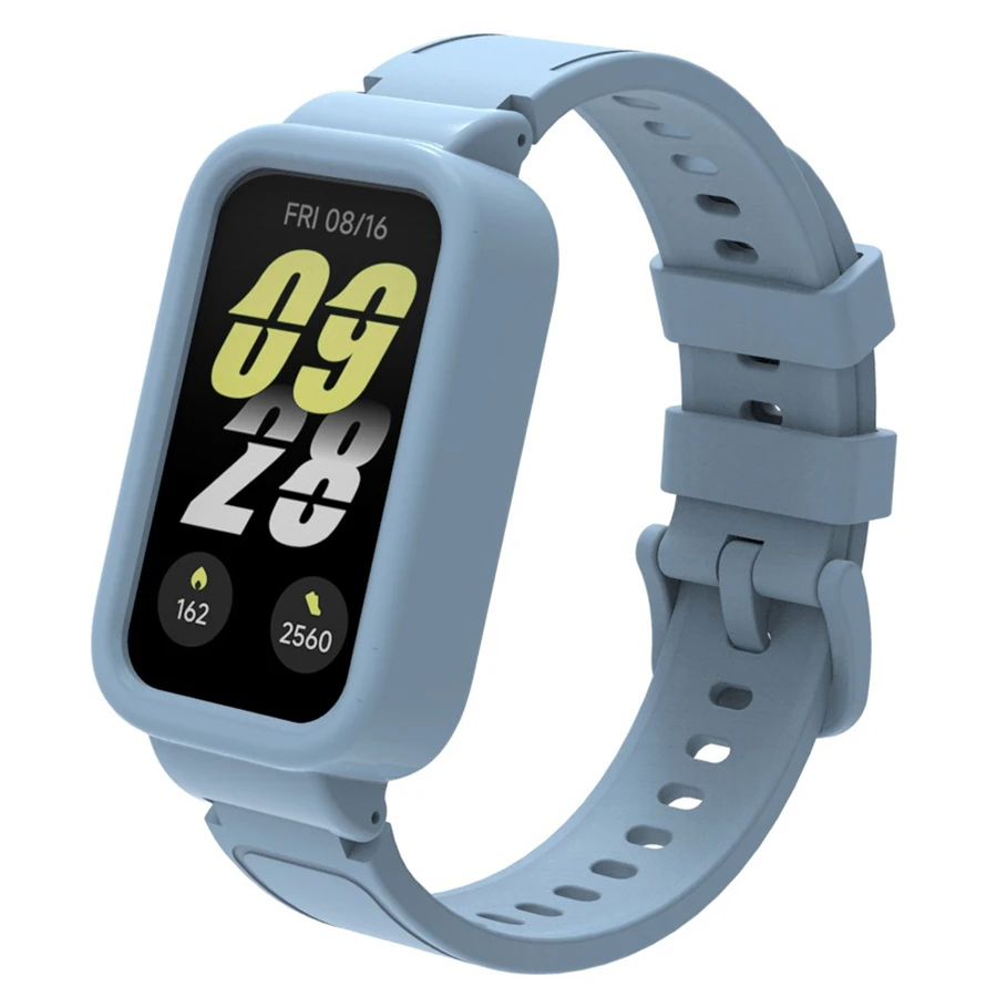 Zachte siliconen horlogeband voor Redmi Band 3, voor Xiaomi Band 9 Active band, voor Amazfit Band 7 horlogebanden armband met PC hoesje