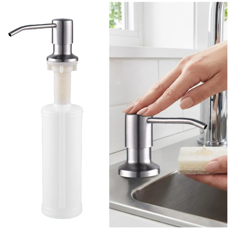 

Stainless Steel Sink Soap Dispenser Liquid Soap Bottle Manually Pressing Soap Lotion Dispenser Kitchen Accessories 350ml